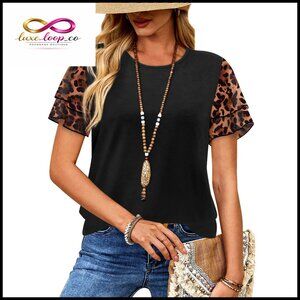 Ruffle Sleeve Chiffon Blouse Casual Summer Top Business Casual Shirt